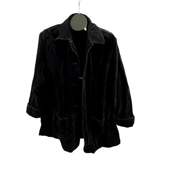 Vintage 1970s Women's Nordstrom Velvet Jacket MEDIUM Black Blazer - Picture 1 of 12
